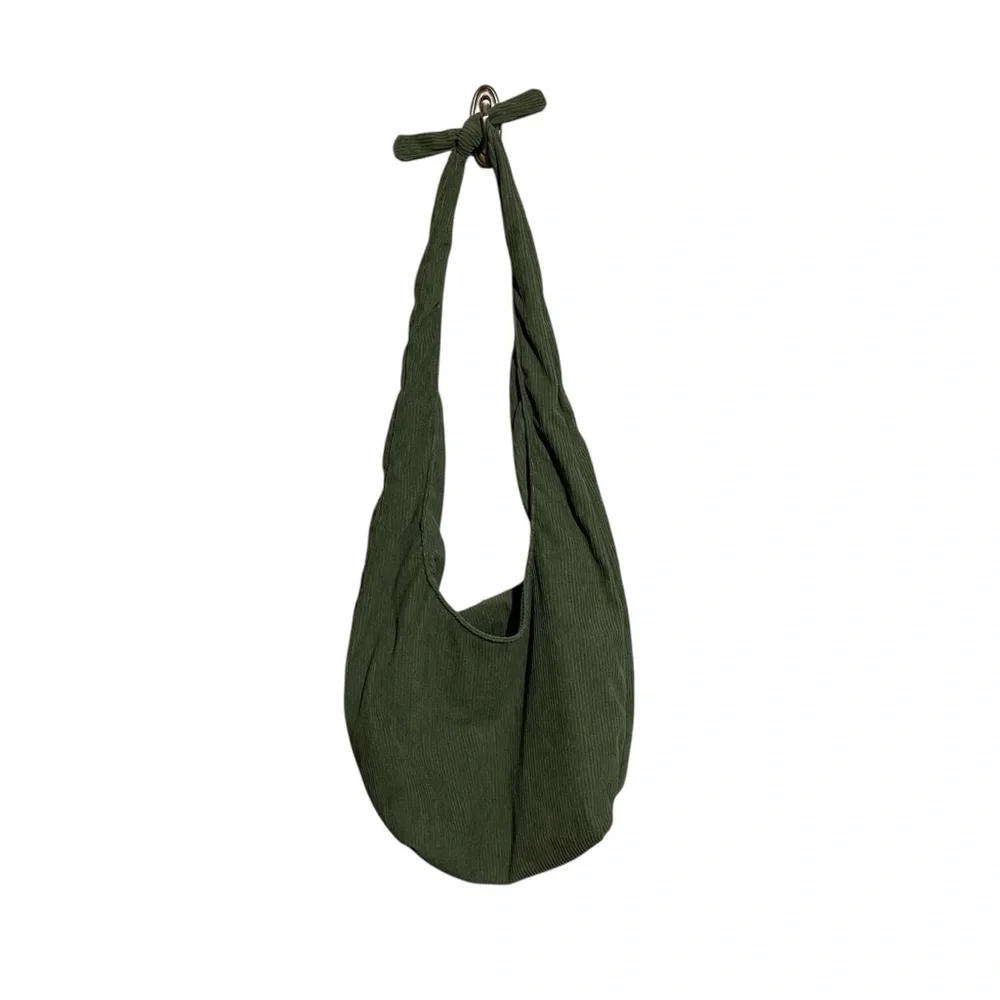 Pique Furoshiki Forest Tote Shoulder Bag Purse Green Corduroy 90’s Y2K